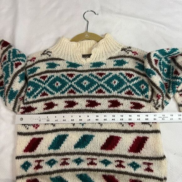 Vintage Southwest Pattern Floral Mock Neck Collar Sweater - Picture 6 of 6